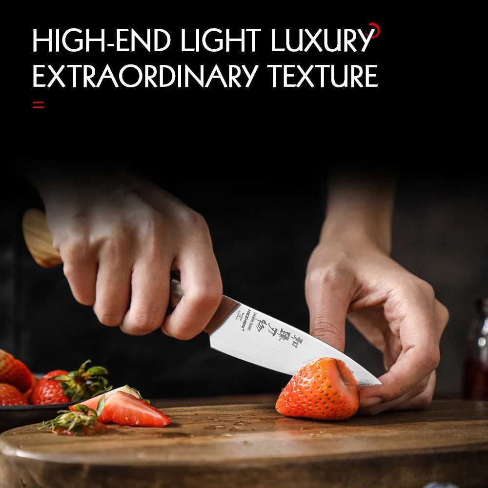 Henan Master Series 3.5-inch 14C28N steel flat blade kitchen knife with olive wood handle for peeling fruits and potatoes Y241227