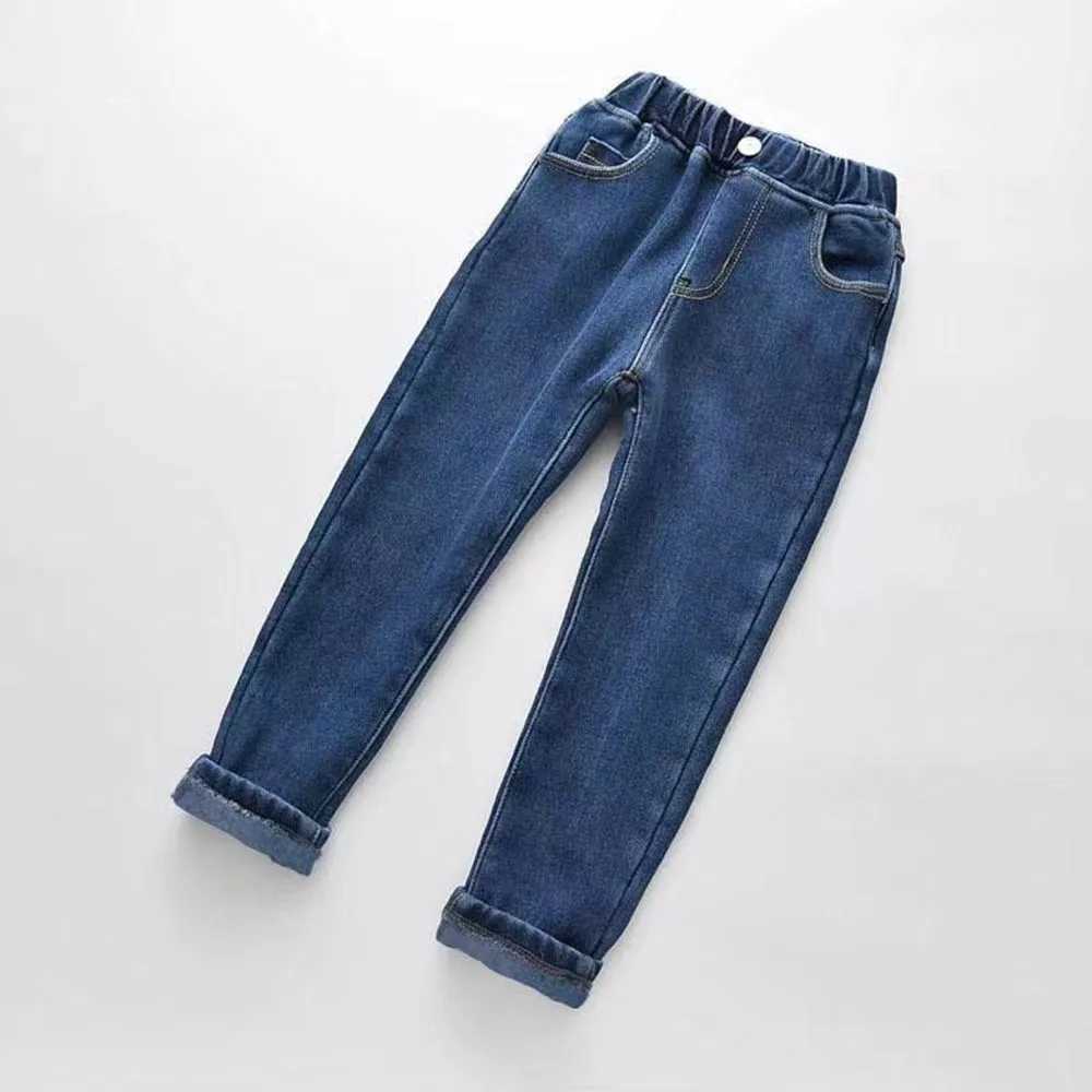 Velvet winter warm jeans suitable for girls boys autumn close-up clothing teenagers childrens clothing boys jeans W241227