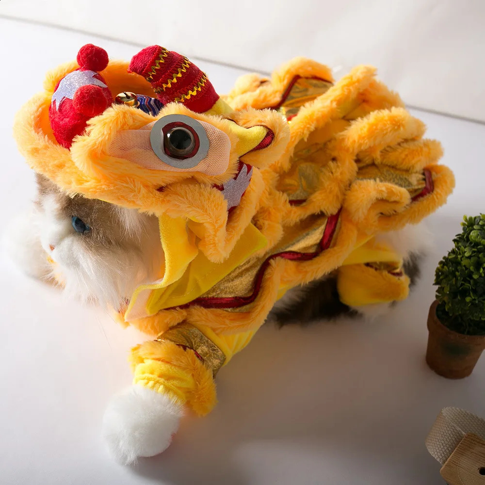 Funny Dog Clothes Years Pet Chinese Costume Dragon Dance Lion Dog Party Lion Dance Red Cosplay Festive Lucky Cat Clothes 241225
