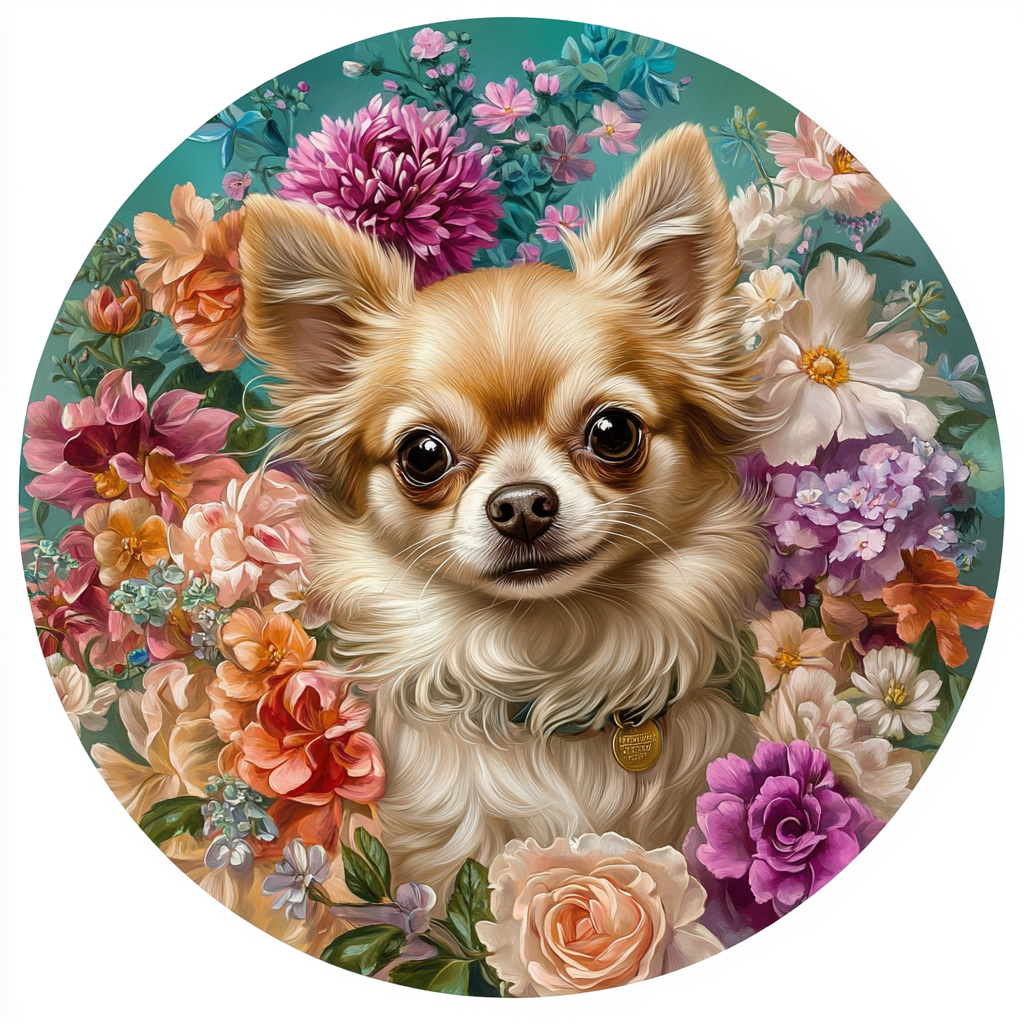 Custom Chihuahua Pet Ornaments - Circular Aluminum Decorative Paintings, Personalized Pet Souvenir Tombstones