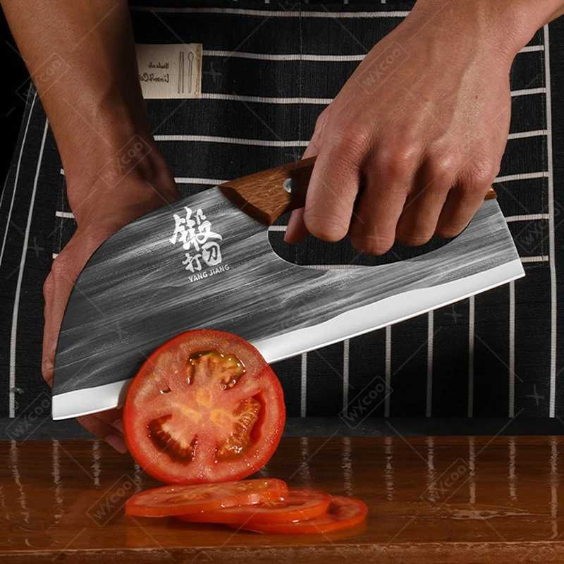 Professional Labor Saving Chopper Boning Knife Kitchen Knives Sharpener Forged Hammer Stainless Steel Meat Cleaver But Knife Y241227
