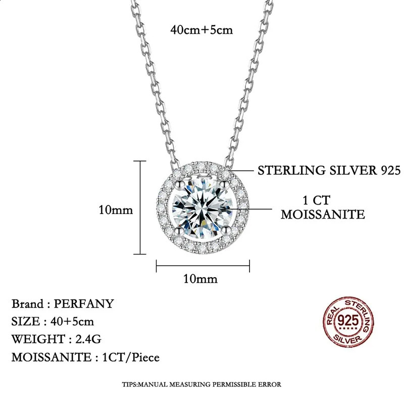 PERFANY 0512CT Necklace for Women S925 Pure Silver Round Laboratory Diamond Pendant Fashionable Wedding Jewelry 241226