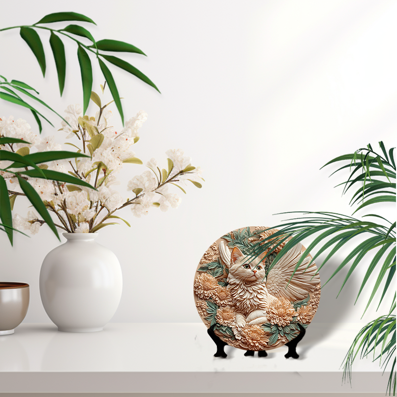 Customized American Shorthair Cat Pet Ornaments - 2D Printed Circular Aluminum Decorative Paintings - Pet Souvenir Tombstones