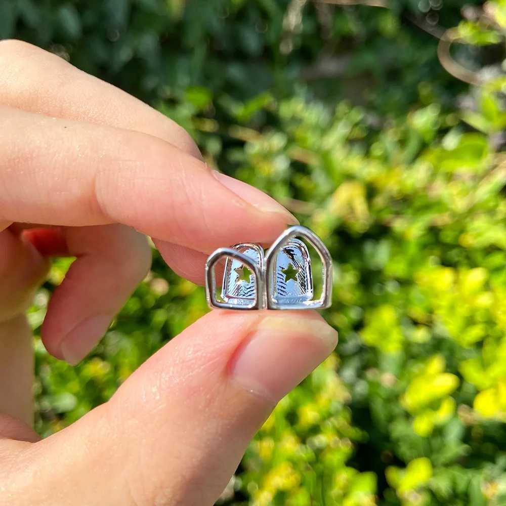 RACHELZ Hip Hop Hollow Double Teeth Grillz Punk 14K Gold Plated Tooth Cs Decor Braces Dental Grills For Women Men Jewelry W241227