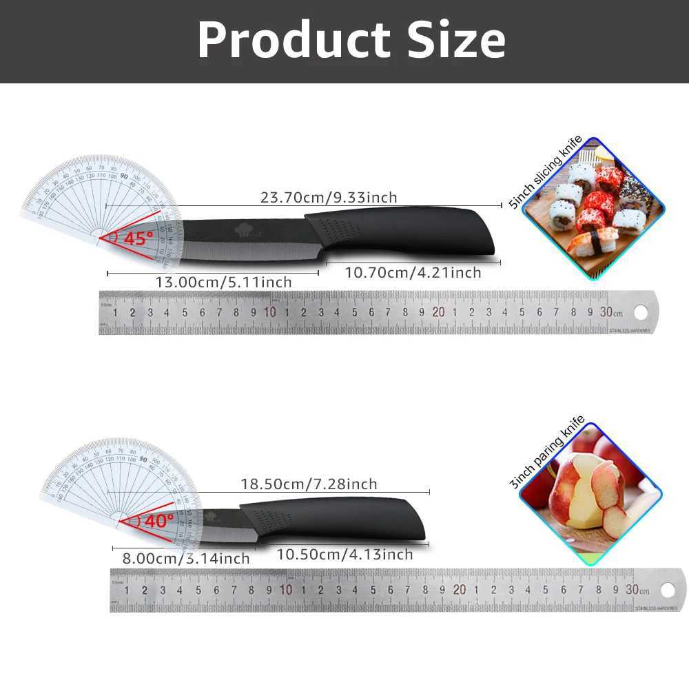 Kitchen Ceramic Knife 3 Paring 5 Slicing Ceramic Knife Black Blade Kitchen Blade Cooking Tool Y241227