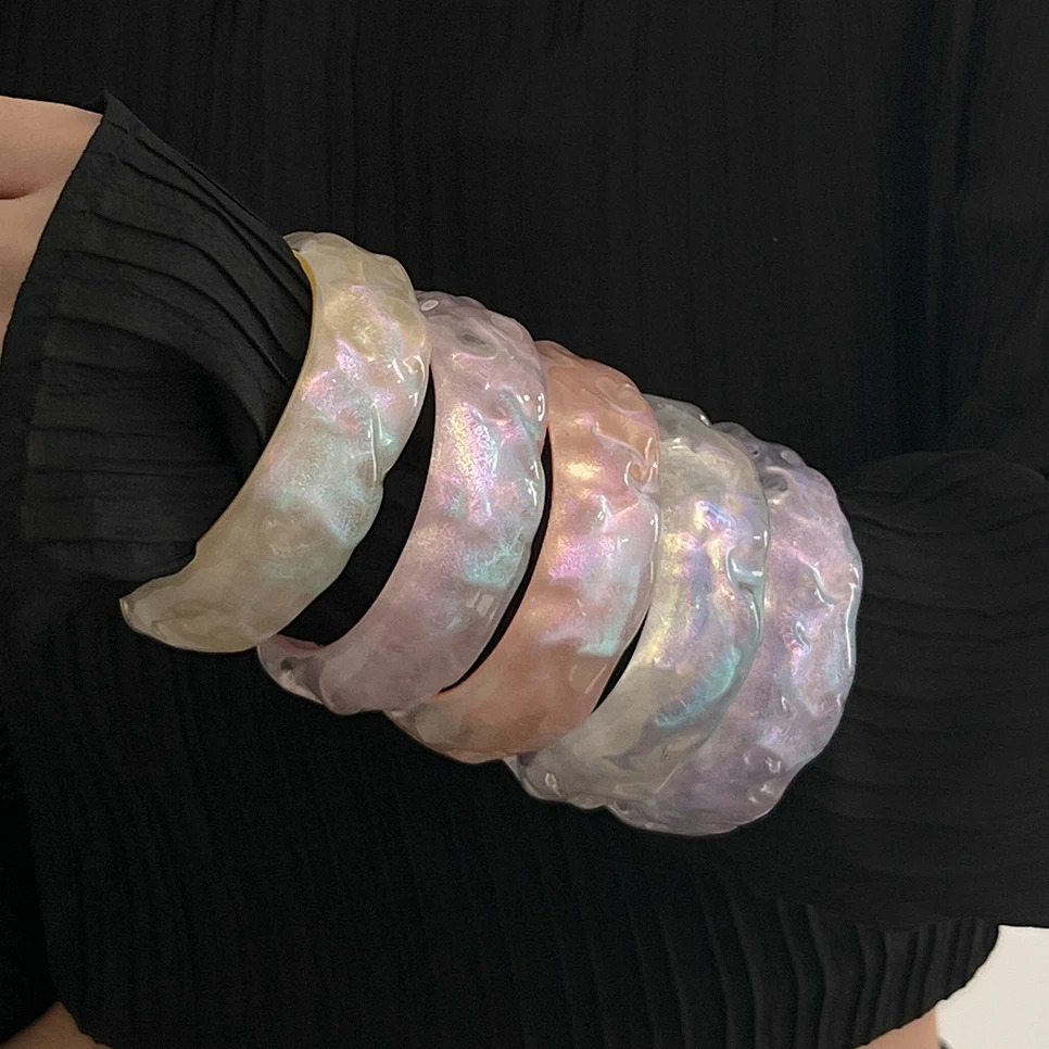 Ingemark Kpop Sweet Transparent Color Bangles for Women Fashion Statement Boho Charm Bracelets Y2K Couple Jewelry 241227