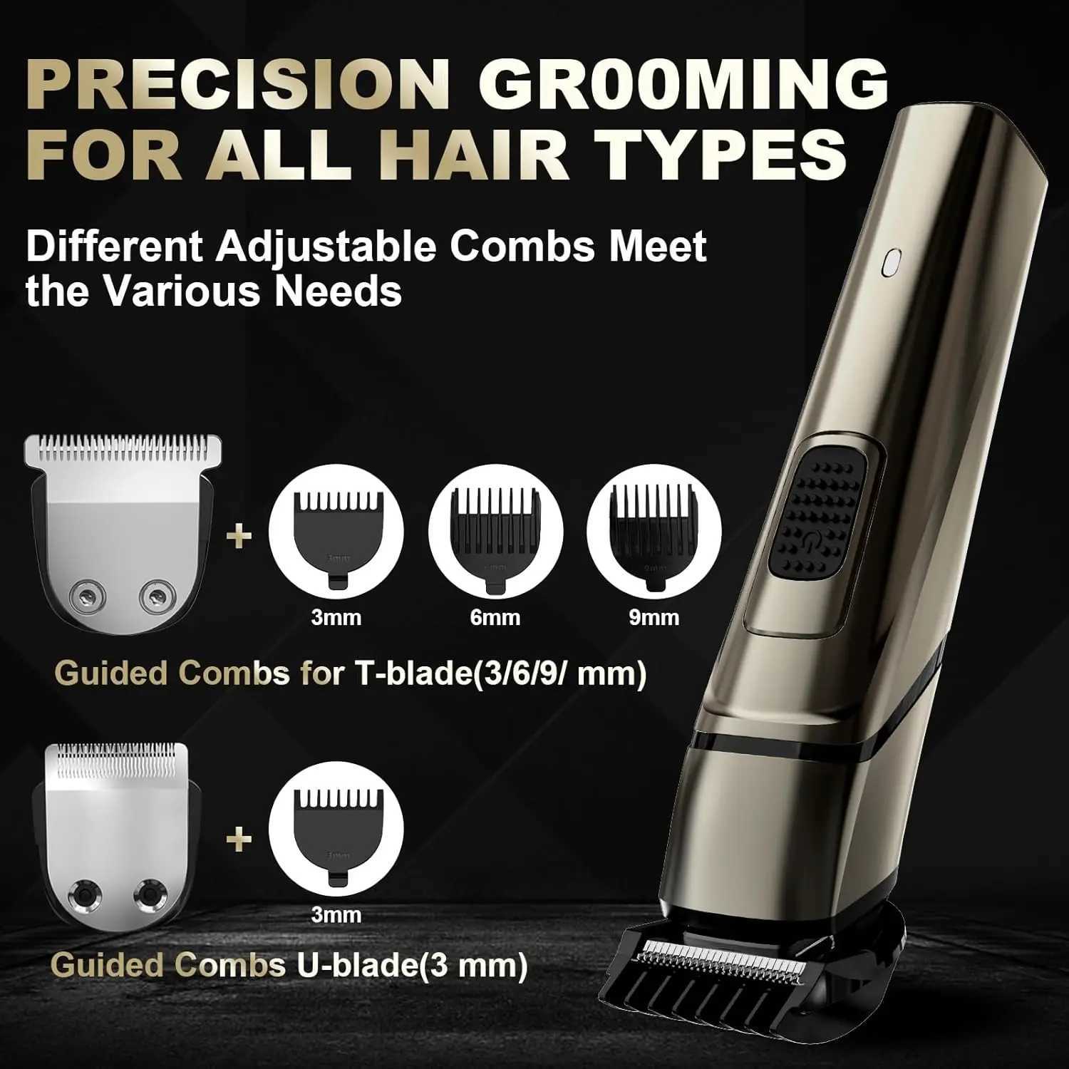 Sejoy 6 IN 1 Hair Trimmer for Men Electric Groin Hair Trimmer Cordless Beard Trimming Kit with Standing Charging Dock W241227