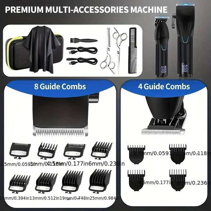 RUCHA Hair Clipper And Trimmer Set Barber Clippers Set For Men Professional Kit Beard Trimmer Haircut Kit Cordless Hair Cutting W241227