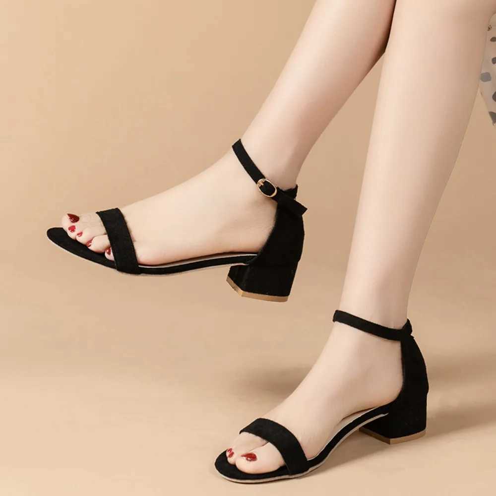 High Quality Beige High Heels Sandals Women Summer Shoes Women Fashion Open Toe Sandals Casual Square Heel Female Shoes T241227
