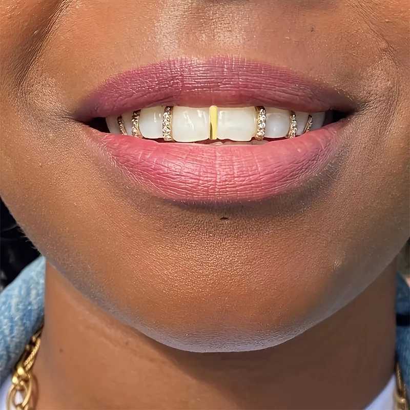 Hip Hop single tooth top and bottom teeth Grilz Tren cubic zirconia teeth Cs for female teeth decoration jewelry W241227