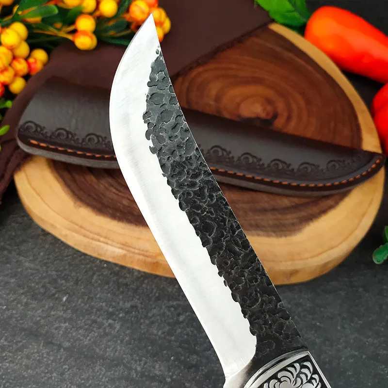 Kitchen lawn mower forged Boning knife sharp chefs knife meat cutting knife vegetable slicing barbecue fishing practical knife with sheath Y241227