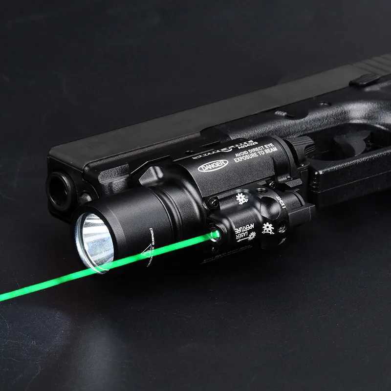 Surefir X400 tactical air gun hanging weapon reconnaissance light 600 lumens LED pistol flashlight with green and red laser indicators X300W241227