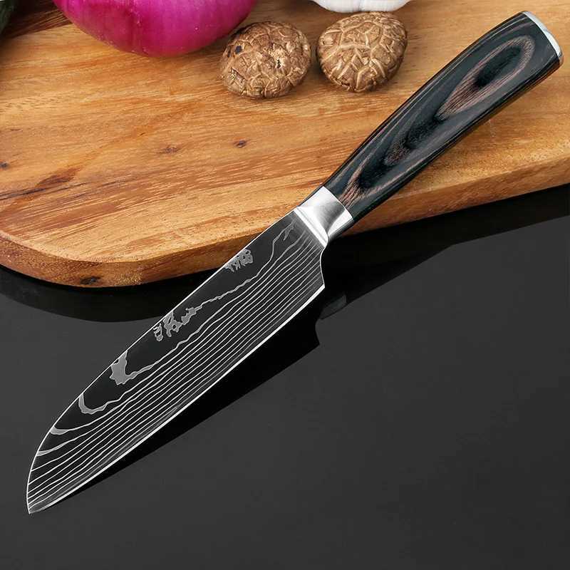 Kitchen blade but blade Damascus pattern stainless steel Japanese Santoku blade practical blade Y241227