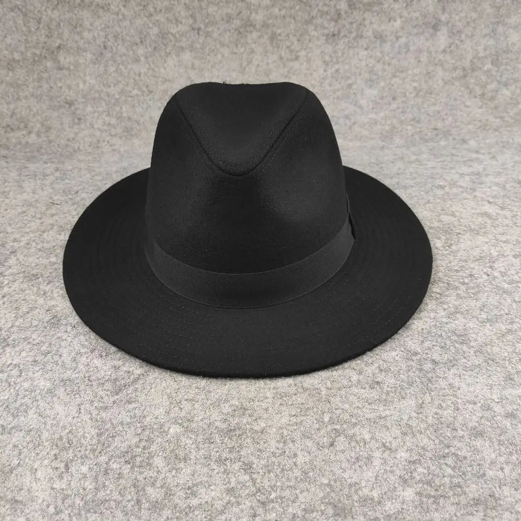 Plus SIze Woolen Fedora Hat Autumn Winter Men Top Hats Trendy Formal Wedding Decorate Black Panama Cap Fedoras Gorras 241226