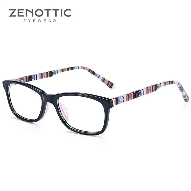 ZENOTTIC Kids Optical Glasses Acetate Frames Children Striped Square Non-Prescription Eyewear for Boys Girls BT5000 241227