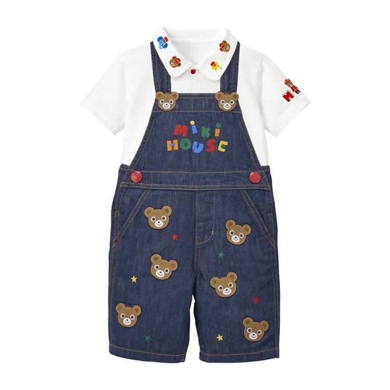 Boys casual pants girls overalls bear rabbit denim fabric belt pants Capris jeans childrens clothing Pantalones Roupa baby W241227