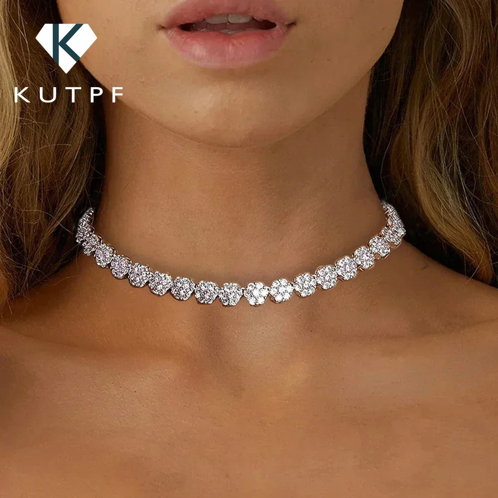 Flower Tennis Necklaces Bracelets for Women 925 Sterling Silver Full Diamond Neck Wrist Chain with Gra Certificate 241226