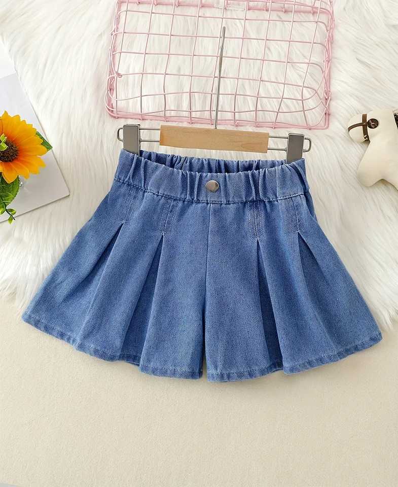 Girls Loose Fit Denim Shorts Casual Waistband Pants For Kids Children Toddlers W241227