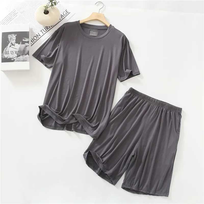 Summer Pajamas Male Modal Short Sleeved Shorts Suit Casual Large Size Two-Piece Set Mens Home Clothes Loungewear Pijama HombreXJ241227