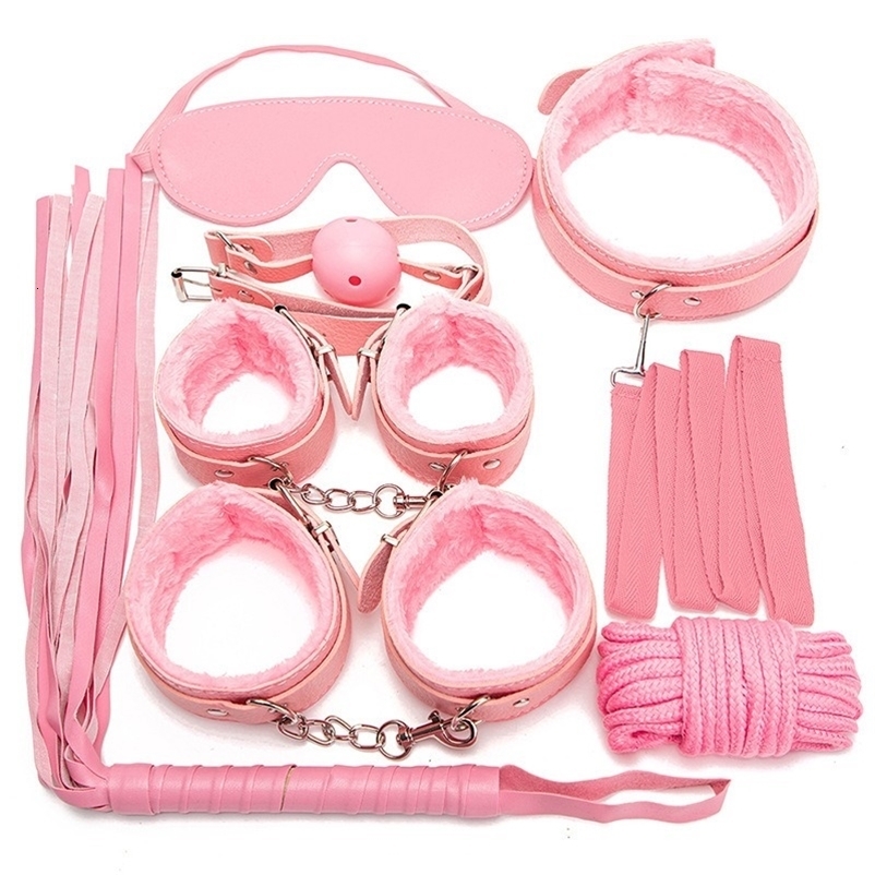 7 Piece Set Of Kits Sex Toys For Women Adults Games Bondage Handcuffs Sex Whip Mouth Gag 241226