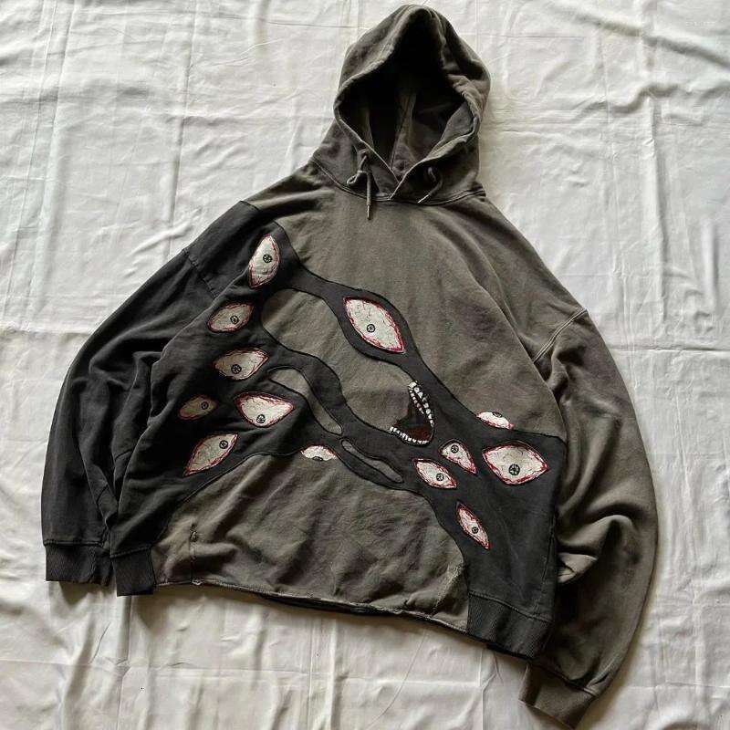 Harajuku Devil's Eye Embroidered for Men and Women, Loose Street Hip Hop Hoodie