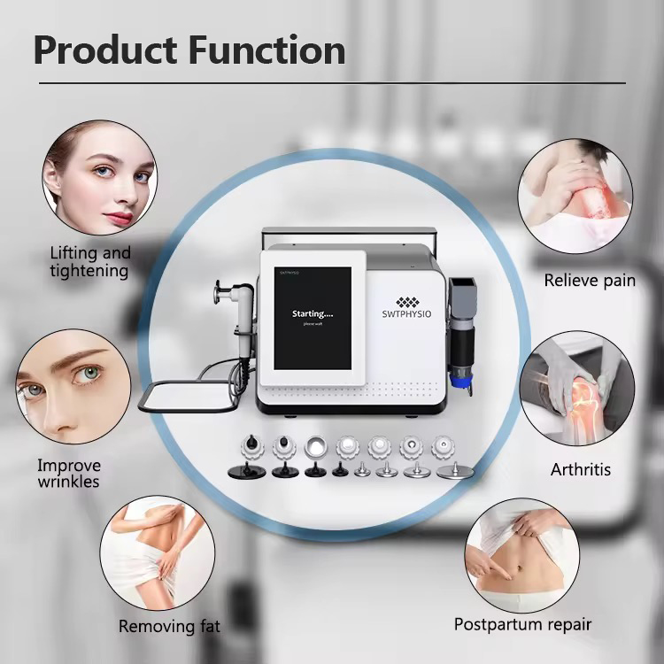 Best Selling Pain Relief Shockwave Physical Therapy Equipment ESWT + 448K RF Tecar + Vacuum EMS 4 in 1 Thermal RET CET Skin Smoothing Anti-cellulite M
