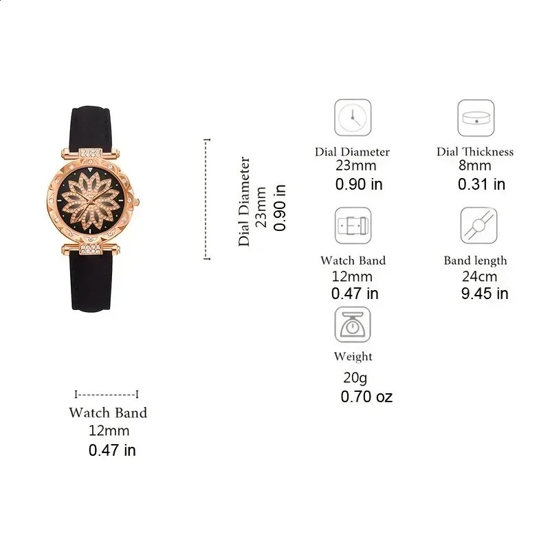 56PCS Set Rose Gold Watch Women Ring Necklace Earring Fashion Wristwatch Casual Ladies Bracelet No Box 241225