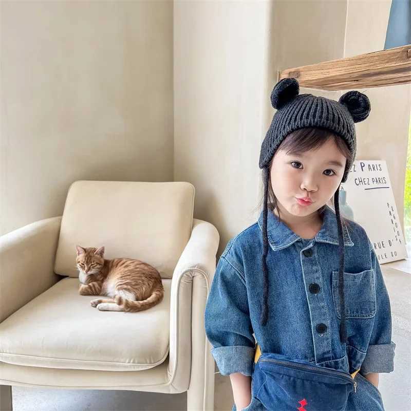 Childrens autumn denim jacket 2023 new fashion childrens long sleeved jacket girls jeans jumpsuit baby clothing boys one-piece pants W241227