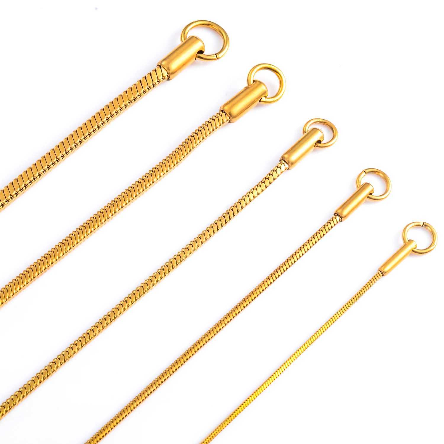 0.9mm/1.2mm/1.5mm/2mm/2.4mm Stainl Steel Squre Snake Chain Gold Color Necklace For Women And Men On Neck Jewelry GiftXJ241227