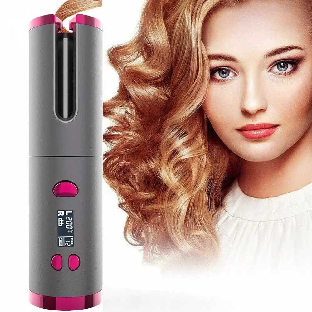 New Arrival Automatic Wireless Hair Curler Cordless Rotating USB Rechargeable Curling Iron Display Temperature Adjustable Timing Hair Curler Z241227