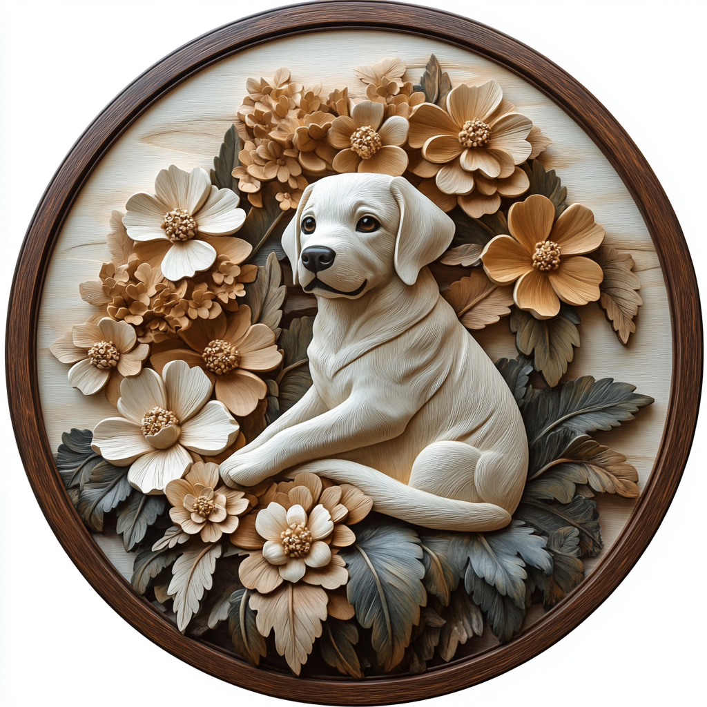 Custom Labrador Retriever Pet Ornament - Circular Aluminum Painting, Perfect Pet Souvenir Tombstone for Halloween Gifts