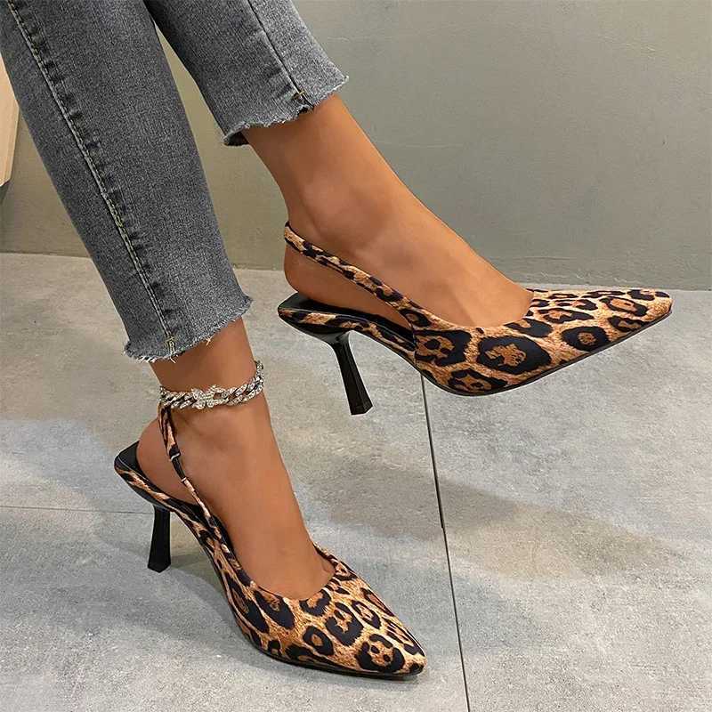 High Quality Women Sexy High Heels Shoes Leopard Sandals New Pointed Toe Dress Party Slippers Winter Fashion Elegant Pumps Womens Shoes T241227