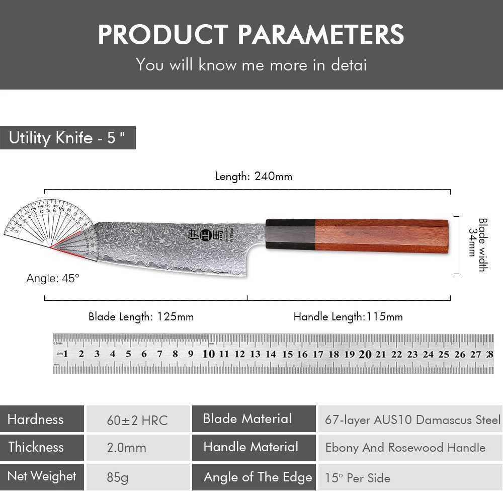 YIZEMA 5 Kitchen Practical Knife Damascus Professional Chef Knife Japanese Kitchen Cutting Vegetable Fruit Meat Cooking Tool Y241227
