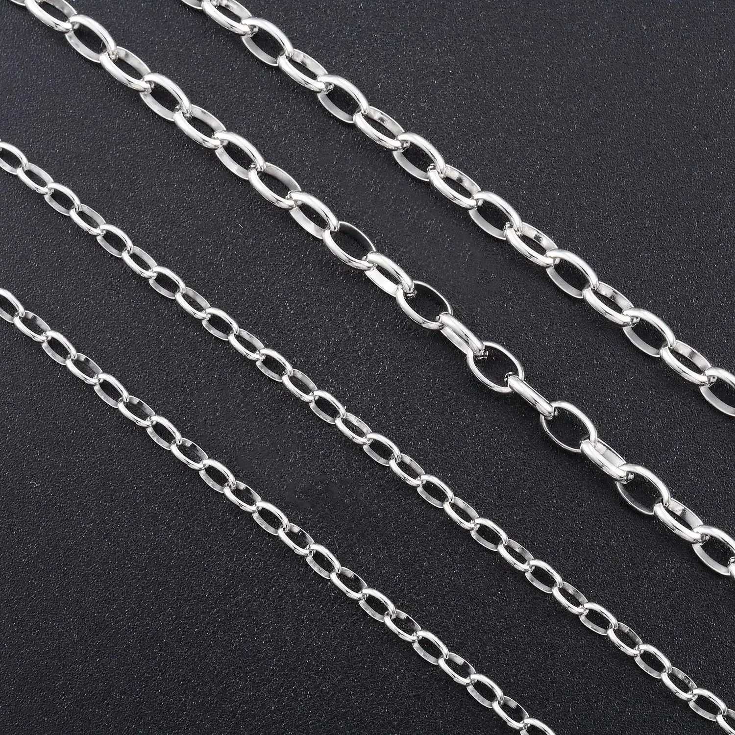 Yadreva Men Women Stainl Steel Rolo Necklace Oval O Chain Silver Color Cuban Link DIY Jewelry AccoriesXJ241227