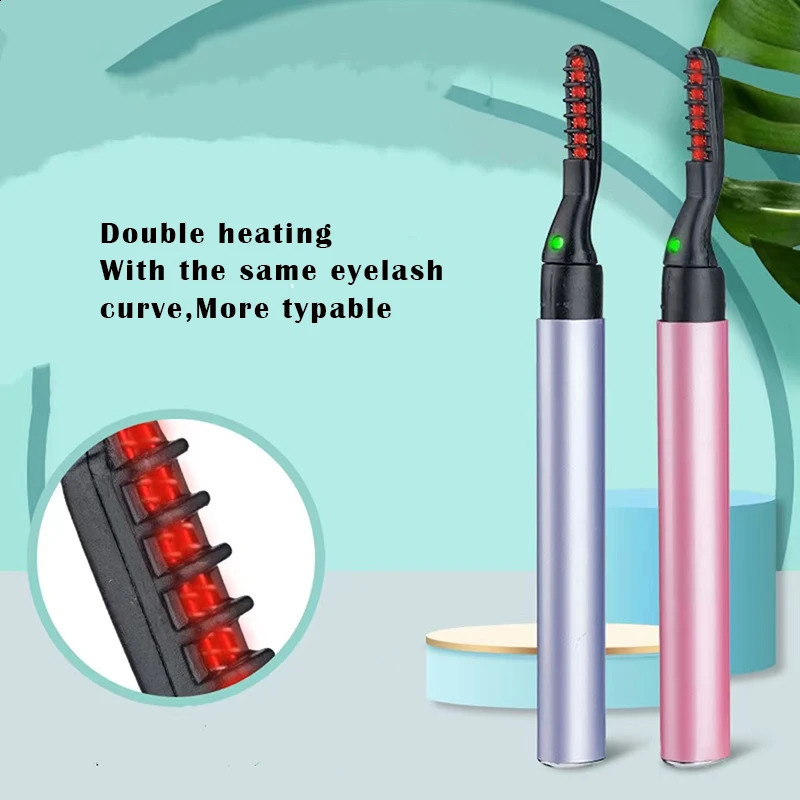 Electric Eyelash Curler Heating Curling Eyelash Pen Mascara Long Lasting Eye Lashes Comb Durable Shaping Slender Eyelash Brush 241226