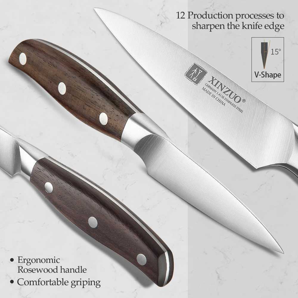 XINZUO 3.5 Paring Knife GERMAN 1.4116 Stainless Steel Kitchen Knife Red Sandalwood Handle Fruit Practical Knife Kitchen Shovel Y241227