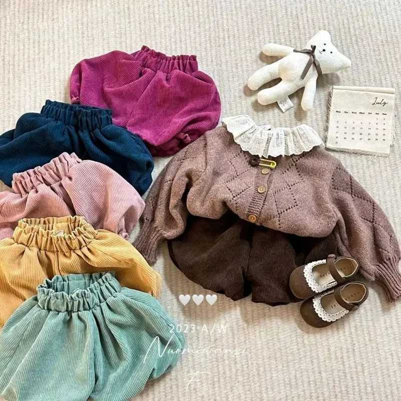 Winter Korea Kids Shorts for Girls Baby Girls Kawaii Bud Bubble Shorts Toddler Girl Cute Bloomers Pumpkin Pants Corduroy W241227