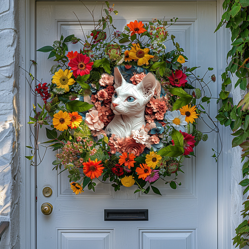 Enchanting Cat Ornament - Customized Circular Aluminum Decorative Painting, Perfect Pet Souvenir Tombstone for Cats and Dogs