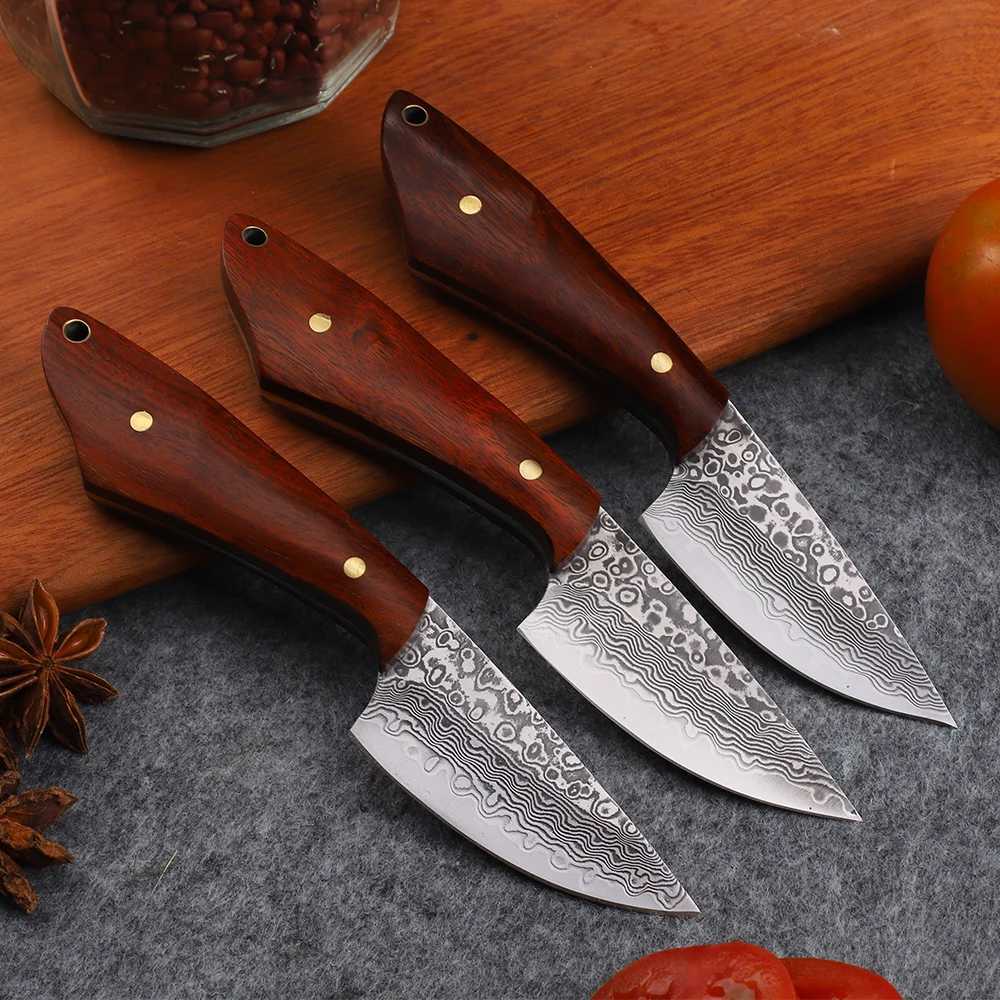 Home>Product Center>New Damascus Blade>Sandalwood Handle>Fishing Survival Kitchen>Household Meat Chopping Fruit Knife EDC Tool Y241227