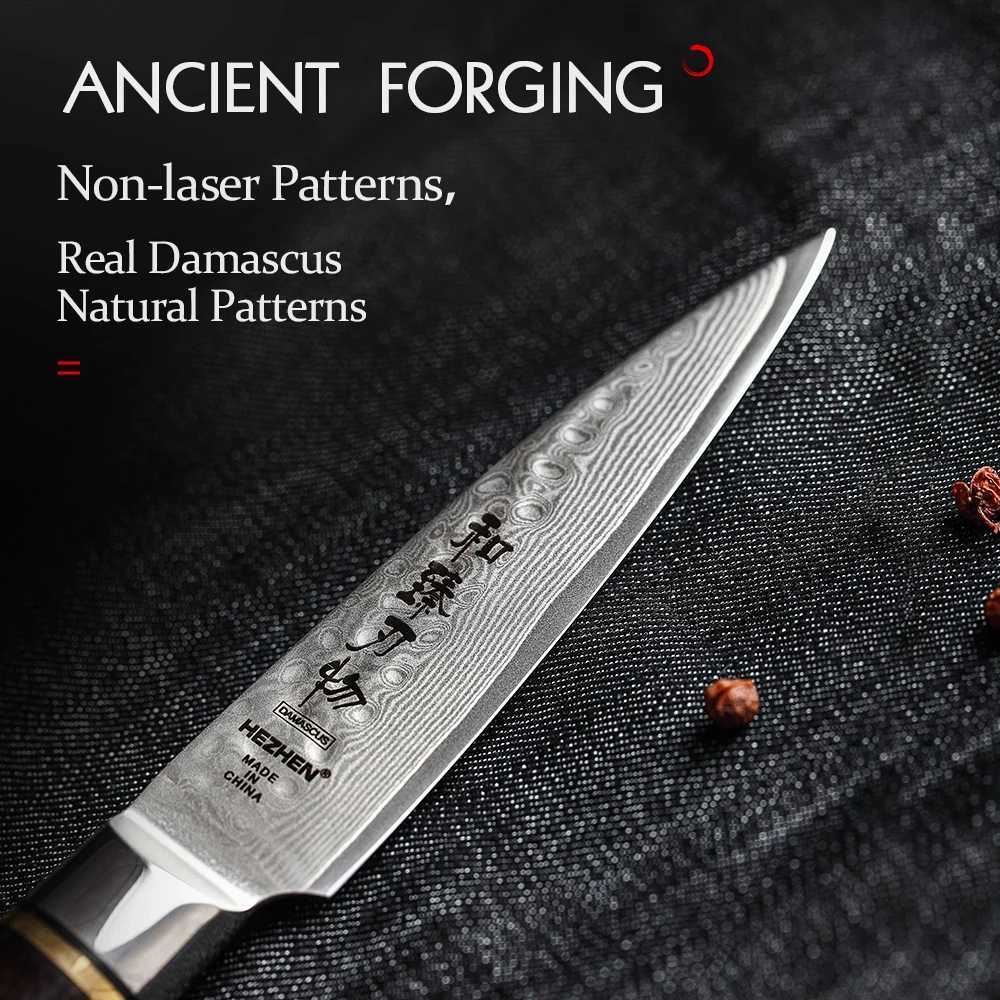 Henan 3.5-inch fruit knife Damascus steel vegetable with kitchen knife Damascus blade cooking tools kitchen utensils gift knife Y241227