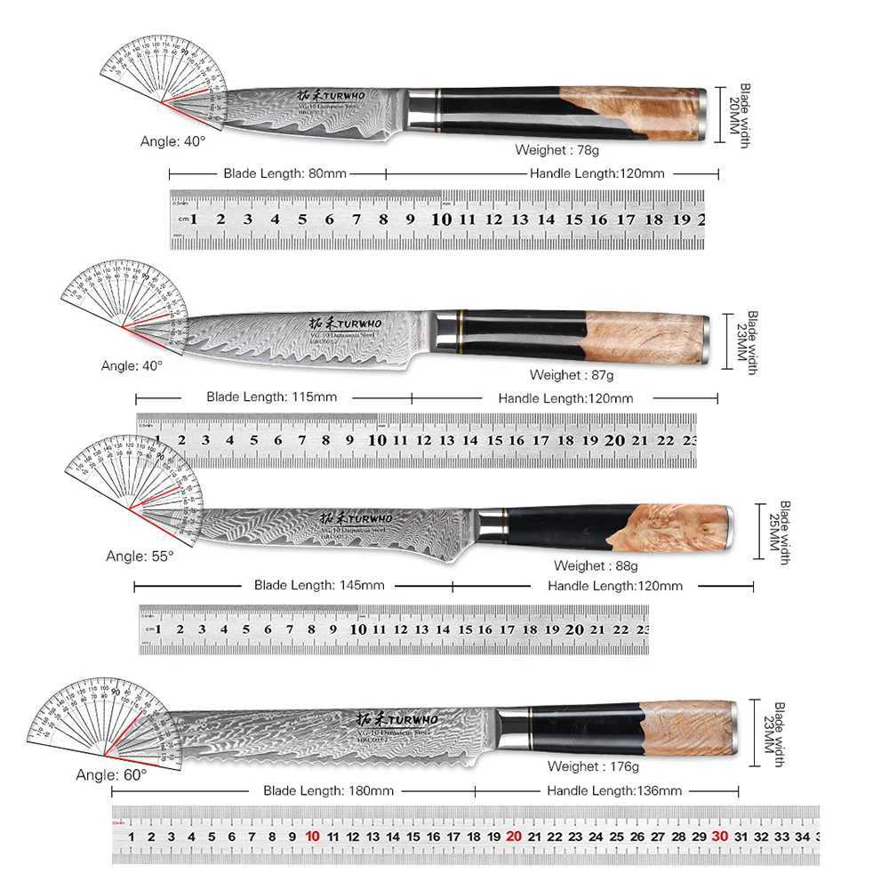 TURWHO 1PC Damascus Kitchen Chef Knife High Carbon Steel Bread Slicer Baking Practical Knife with Gift Box Cooking Tool Y241227