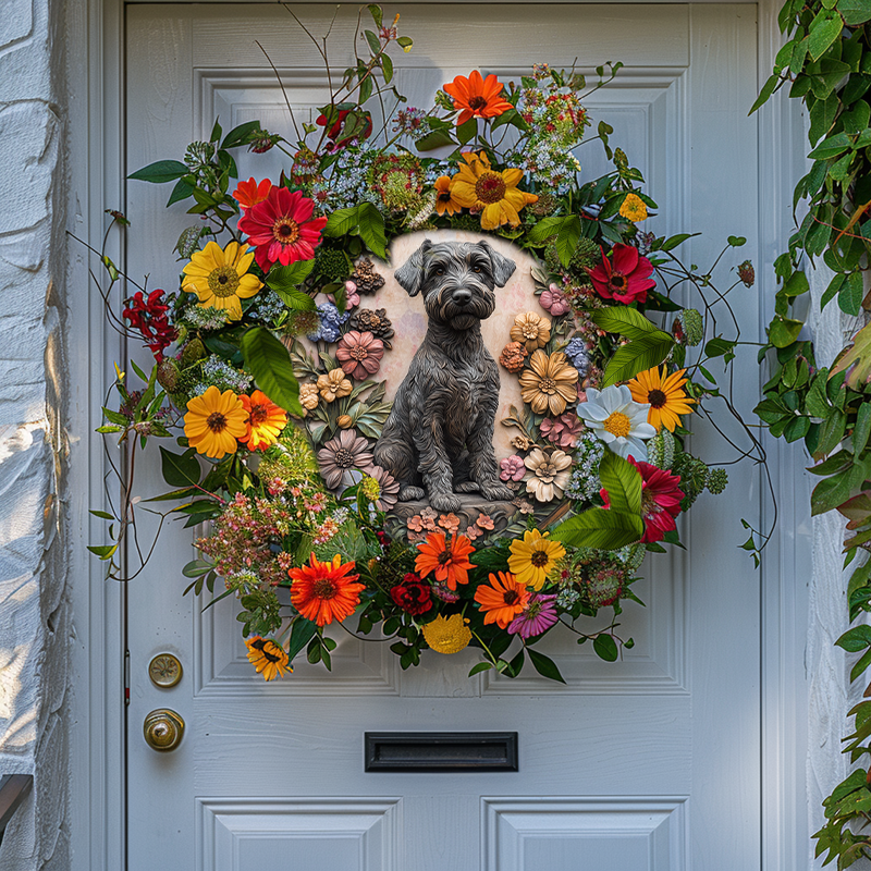 Custom Kelly Blue Terrier Pet Ornament - Circular Aluminum Decorative Painting, Unique Pet Souvenir Tombstone