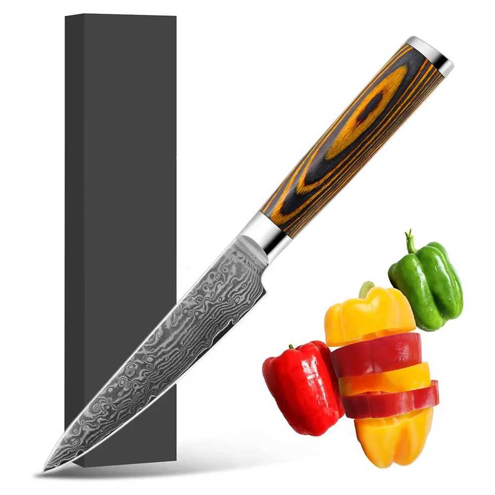 4.7-inch practical knife 67 layer Damascus steel blade polished blade chopper peeling 10Cr15MoV kitchen knife cooking tool wooden handle Y241227