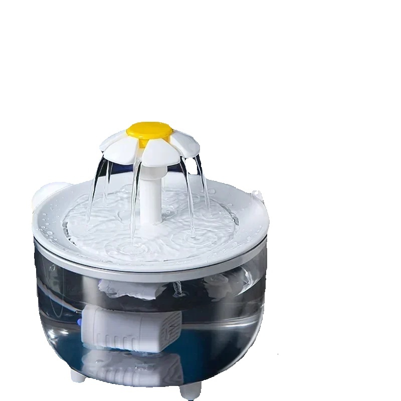 Ddmysat Automatic Circulating Pet Fountain Cat Mute Dispenser Dog Transparent Petal Water Filter Off Power Outage