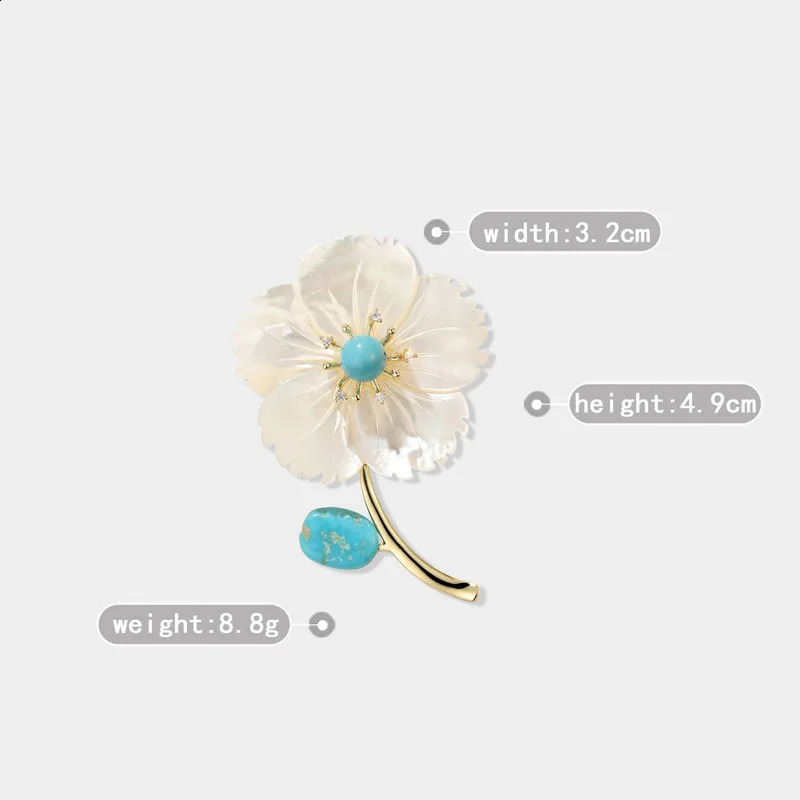 Natural Pear Shell Flower Brooch Natural Stone Brooch Accessories Wholesale 241227