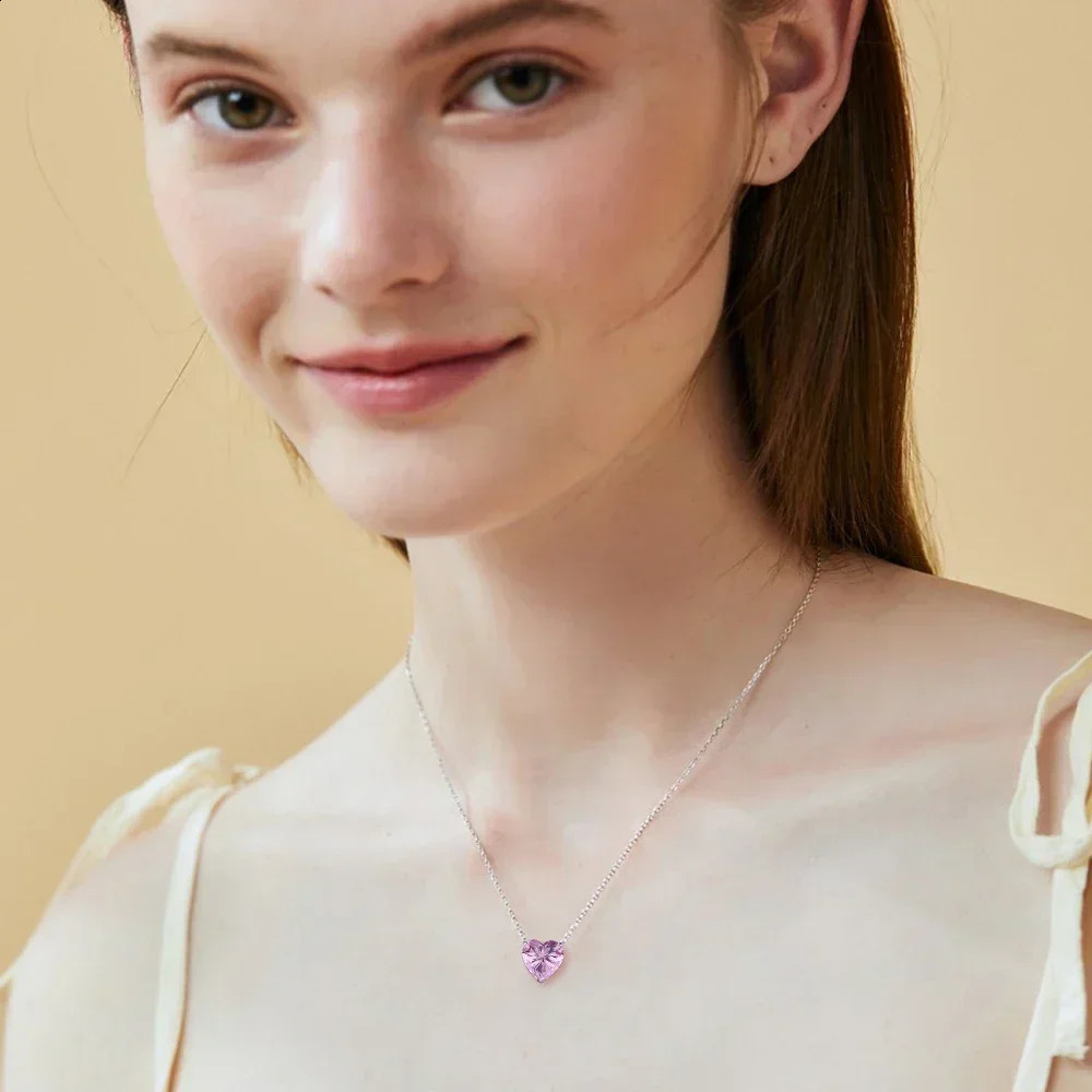 4CT Heart Shape Pendant Necklace for Women 925 Silver Solitaire Diamond Neck Chain Fine Jewelry with Certificate 241226