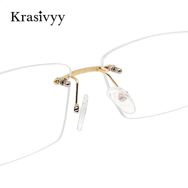 Krasivyy Rimless Glasses Frame Men High Quality Square Prescription Eyeglasses Males Myopia Optical Eyewear 241227