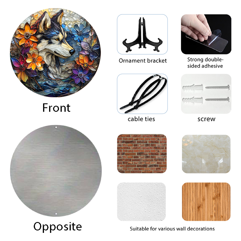 Husky Pet Ornaments - Customizable Circular Aluminum Decorative Paintings for Cats & Dogs - Unique Pet Souvenir Tombstones
