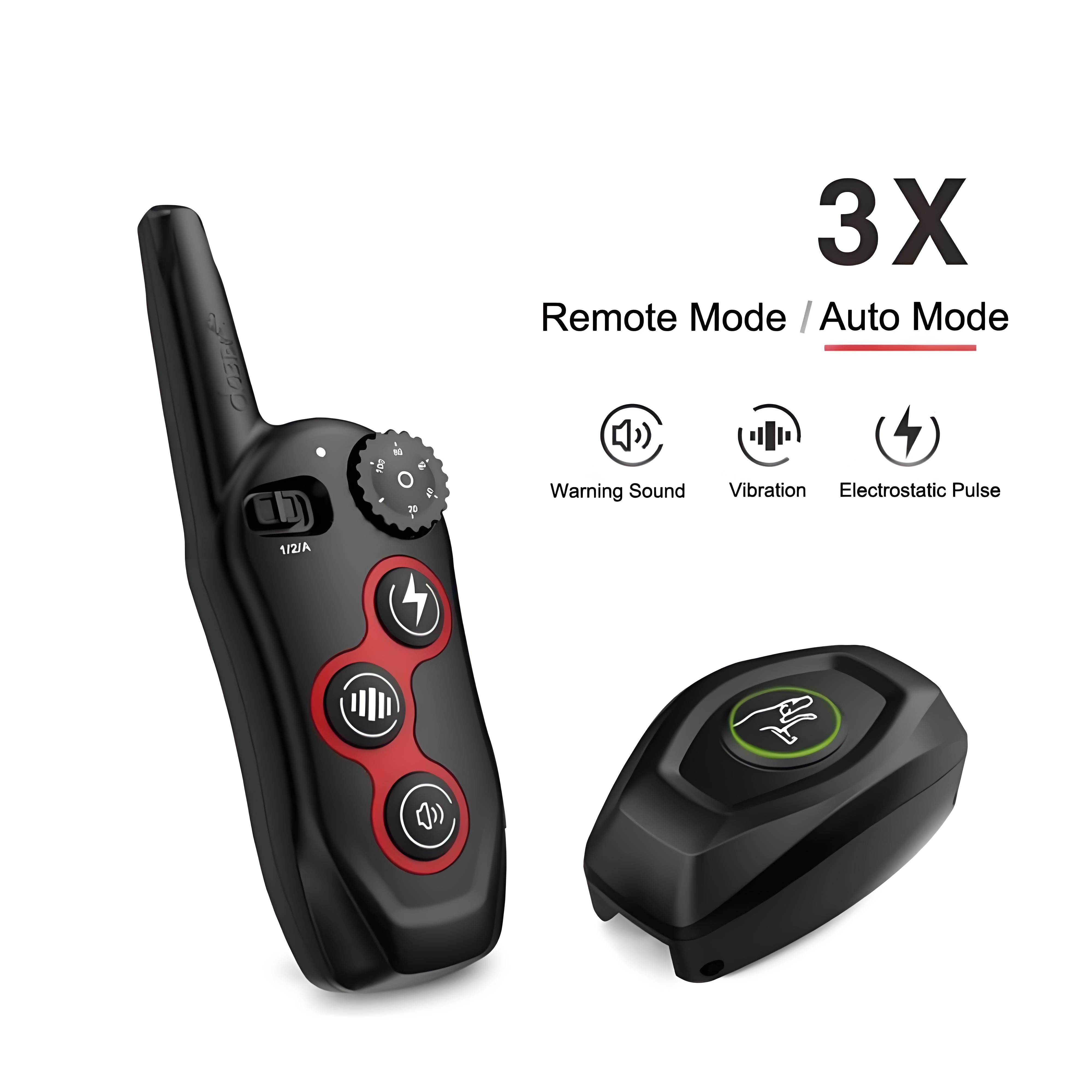 Dog Training Collar/Auto-barking Stopper 2 in 1 Function 500m Remote Control Range Waterproof Pet Electric Collar For Most Dogs