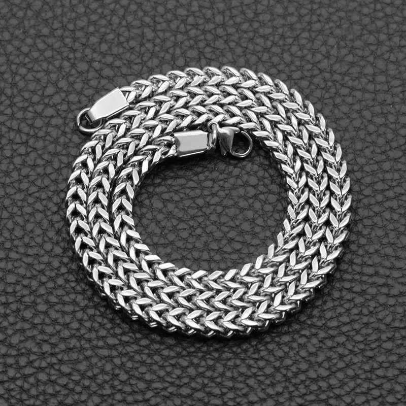 4MM Titanium Steel Chain Necklace For Men Fashion Stainl Steel Front and Back Link Necklace Hip Hop Rock Jewelry 50/60/70cmXJ241227